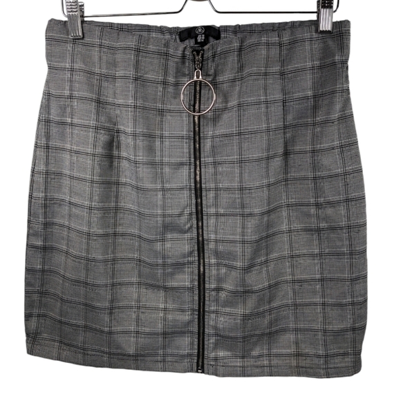 Missguided Plaid Full Zip Mini Skirt Sz 14 - Picture 1 of 6